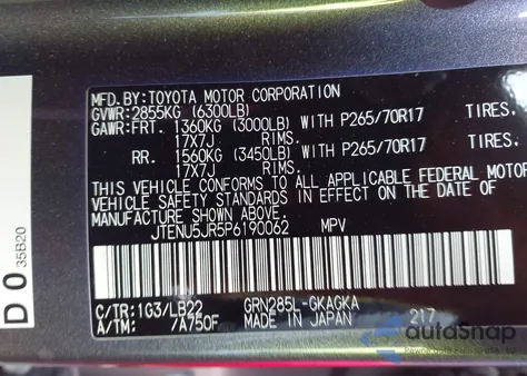 2023 Toyota 4Runner Sr5 Premium from USA, damaged, VIN JTENU5JR5P6190062